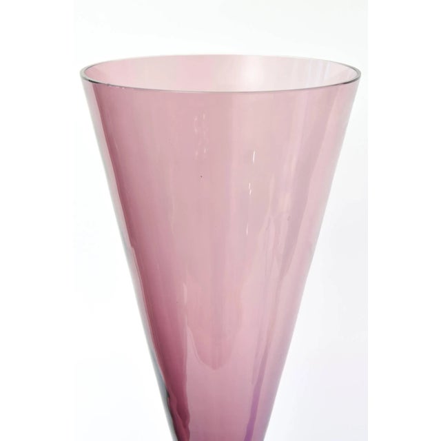 Archimede Seguso Vintage Italian Seguso for Oggetti Monumental Murano Dramatic Glass Sculptures or Vases Pair of Purple, Royal Blue For Sale - Image 4 of 11