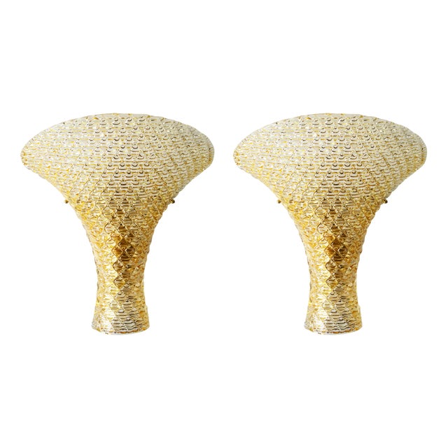 Large Italian Murano Glass Wall Light Sconces, 2000s, Set of 2 For Sale