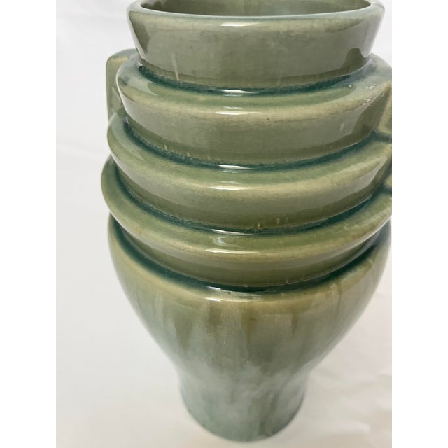 Vintage McCoy Brutalist Aqua Drip-Glaze Vase For Sale - Image 4 of 10