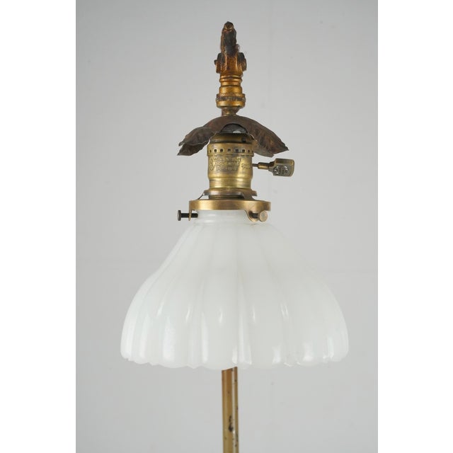 Mid 20th Century Restored Victorian Brass Plated Bridge Floor Lamp For Sale - Image 9 of 12