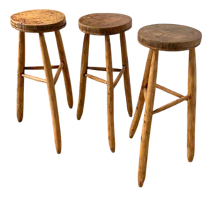 Vintage High Tripod Farmhouse Stools, 1960s, Set of 3