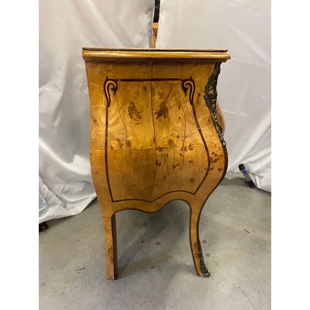Bronze Elegant figurative olive wood Italian Bombe Chair Side Chest For Sale - Image 8 of 12