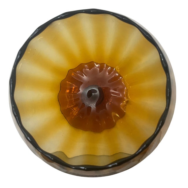 Vintage Amber Optic Balloon Vase Empoli Style For Sale In Los Angeles - Image 6 of 13