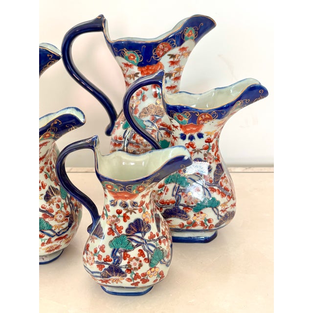 Ceramic Victorian Imari Style Ironstone Pitchers, Set of 5 For Sale - Image 7 of 8