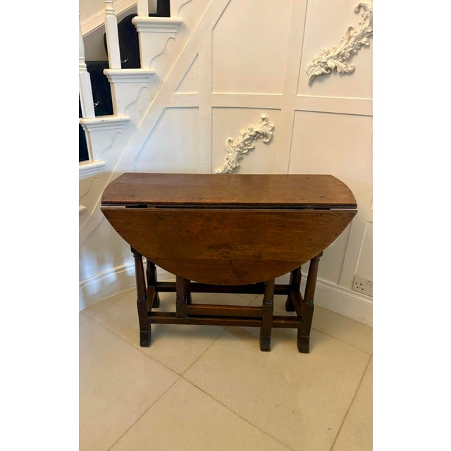 Antique Oak Gateleg Drop Leaf Dining Table, 1680s For Sale - Image 17 of 17