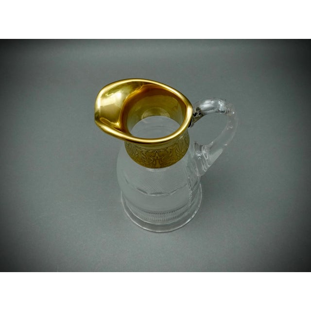 Mid 20th Century Moser Signed Czech Splendid Gold Trim Cut Crystal Water Pitcher Jug 64 Oz For Sale In Miami - Image 6 of 10