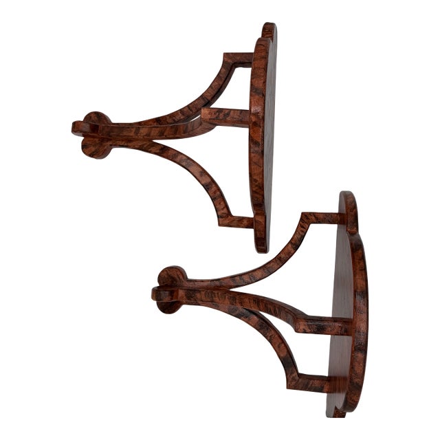 A Pair of Treffoil Wall Brackets. Hand Made and Faux Finished in Faux Tortoise Shell For Sale