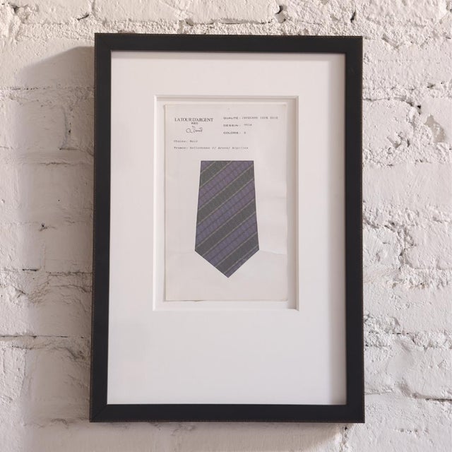 Early 20th Century Framed French Silk Tie Art features an original French jacquard silk tie design presented as a...
