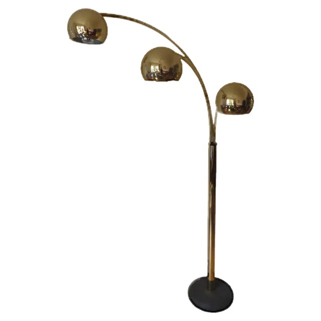 Space Age Arch Floor Lamp in Brass, 1970s For Sale