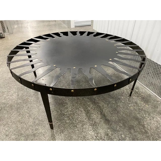 Black Iron Le Soliel Coffee Table With Brass Studs For Sale - Image 8 of 13