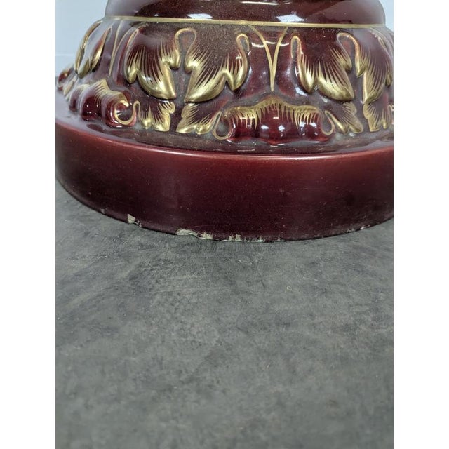 Planter in Glazed Burgundy and Gold Ceramic For Sale - Image 9 of 12