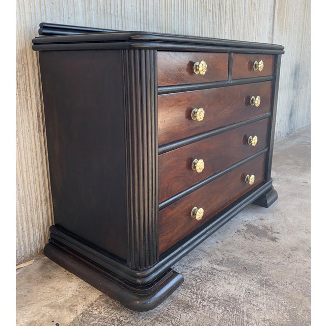 French Art Deco Chest of Drawers With Ebonized Base and Columns For Sale - Image 4 of 8