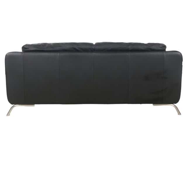 Nicoletti Black Leather Modern Couch For Sale - Image 9 of 12