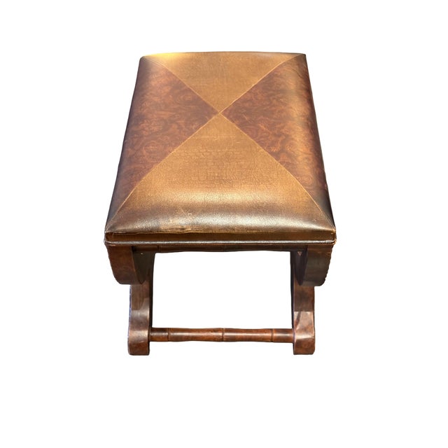 Tuscan Pair Tuscan Leather Foot Stools For Sale - Image 3 of 10