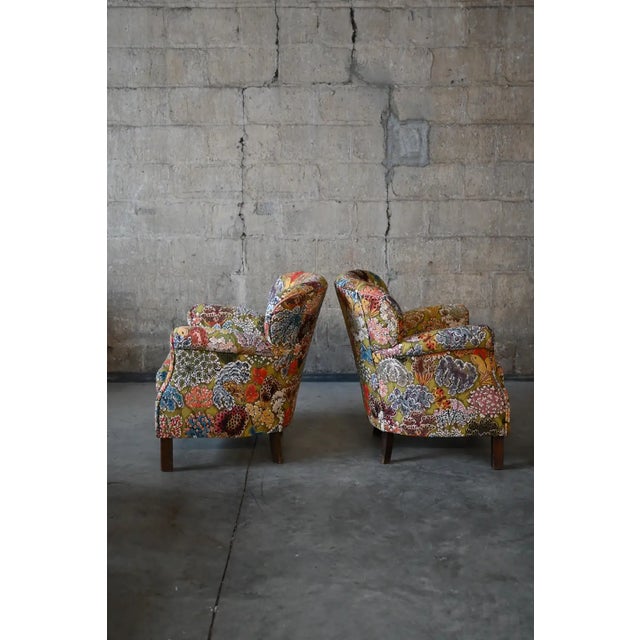 Accent Wing Chairs in Pierre Frey Les Soleil Pour Temoin, a Pair For Sale - Image 14 of 15