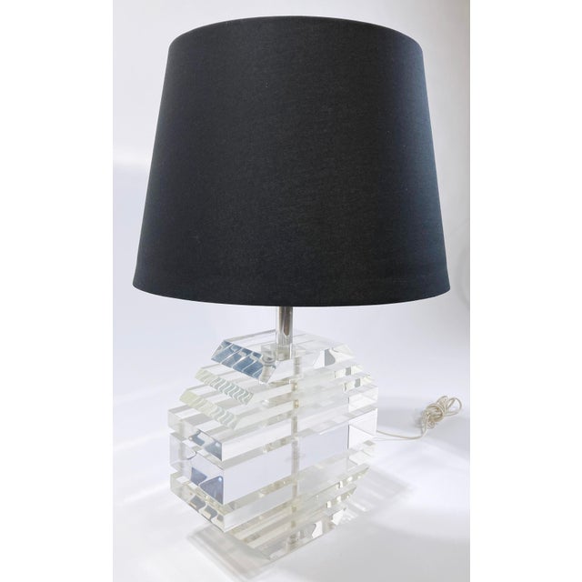 Late 20th Century Vintage Postmodern Style Stacked Acrylic Disc Table Lamp For Sale - Image 5 of 10