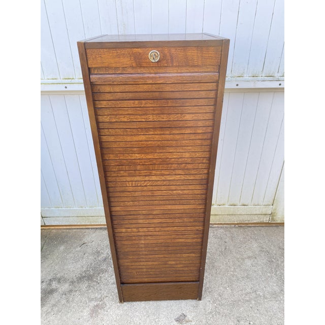 1970s Oak Roll-Top Filing Cabinet, 1970s For Sale - Image 5 of 17