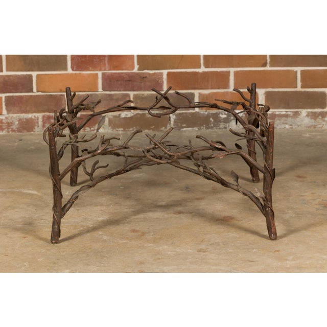 Mid 20th Century Midcentury French Iron Twig Coffee Table Base with Cross Stretcher For Sale - Image 5 of 12