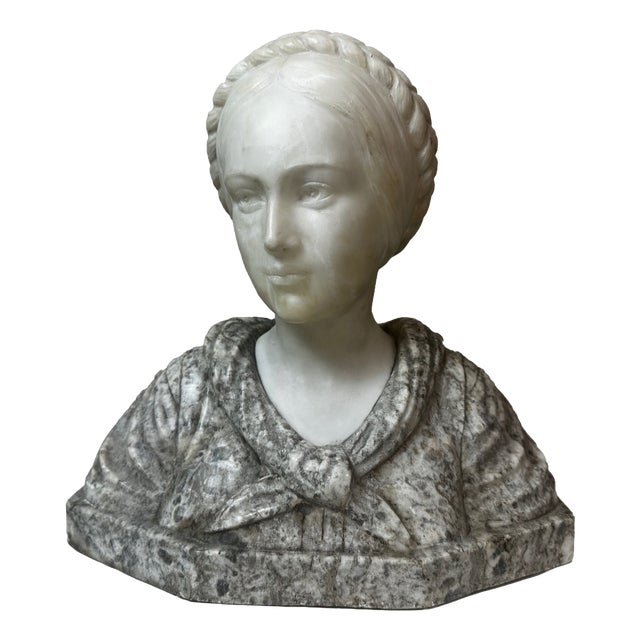 Marble Bust of a Woman by Guglielmo Pugi, 1890 For Sale