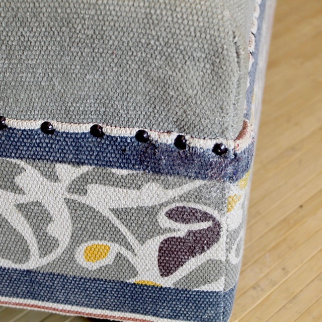 Mid-Century Modern Vintage Square Mandala Ottoman For Sale - Image 3 of 6