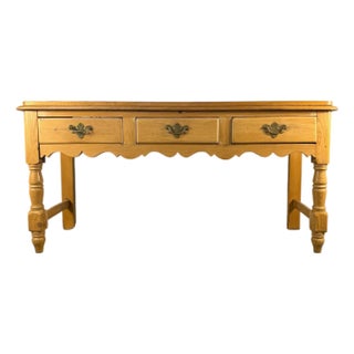 Late 19th Century English Antique Victorian Pine Three-Drawer Console Table For Sale