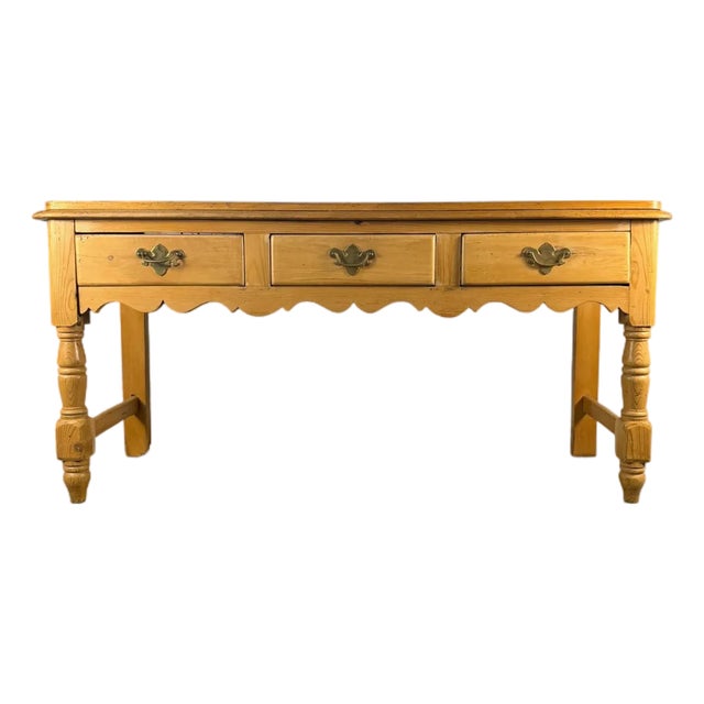 Late 19th Century English Antique Victorian Pine Three-Drawer Console Table For Sale