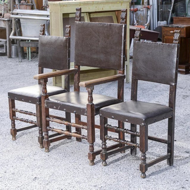 Vintage Chairs in Leatherette, 1930s, Set of 3 For Sale - Image 3 of 9