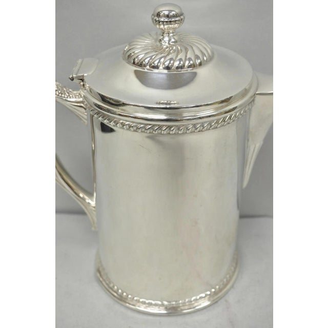 Early 20th Century Antique English Victorian Silver Plated Enamel Line Large Beverage Water Pitcher For Sale - Image 5 of 18