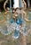 Antique French Chandelier in Bronze Drops Murano Blue, 1950 For Sale - Image 6 of 12