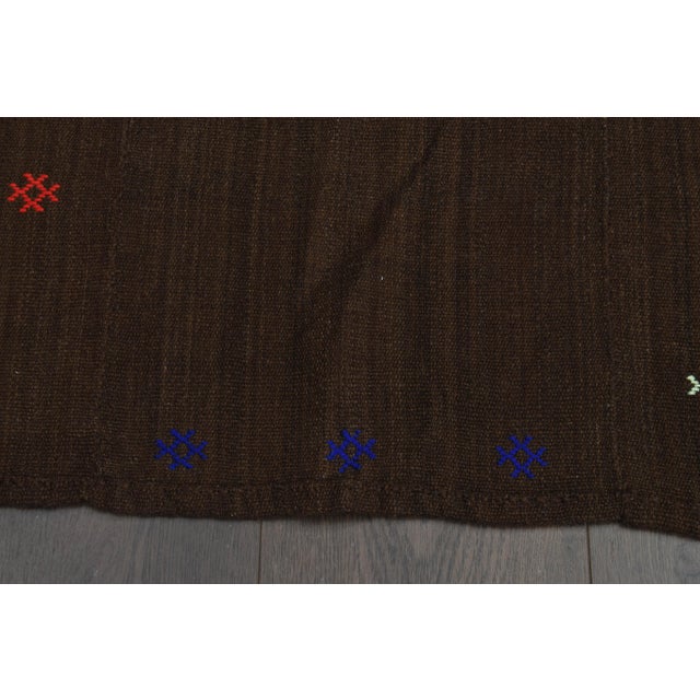 Brown Colorful Vintage Handmade Turkish KIlim Area Rug For Sale In San Francisco - Image 6 of 11