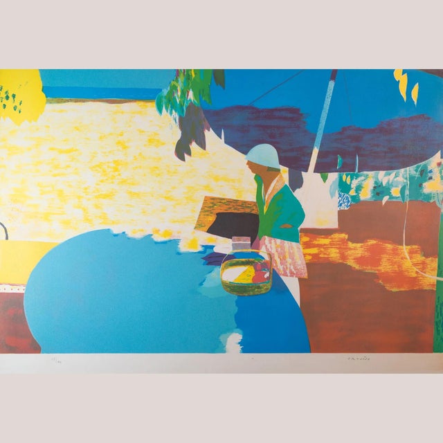 Ortuno, Figurative Garden Scenes, Lithographs, 1950s, Set of 2 For Sale - Image 7 of 11