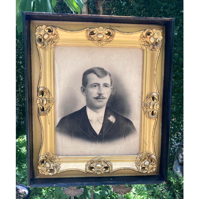 Large Antique Gold Frame With Antique Print of a Distinguished Man For Sale - Image 11 of 11