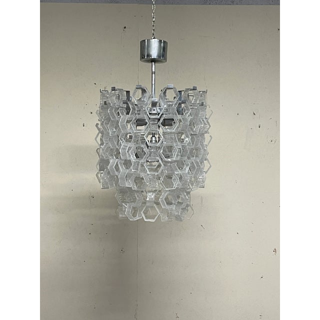 Cascade Chandelier with Hexagonal Glass attributed to Av Mazzega, 1970s For Sale - Image 10 of 18
