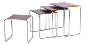 Nesting Tables in Oak and Chrome by M. Breuer for Thonet, Czech, 1920s, Set of 4
