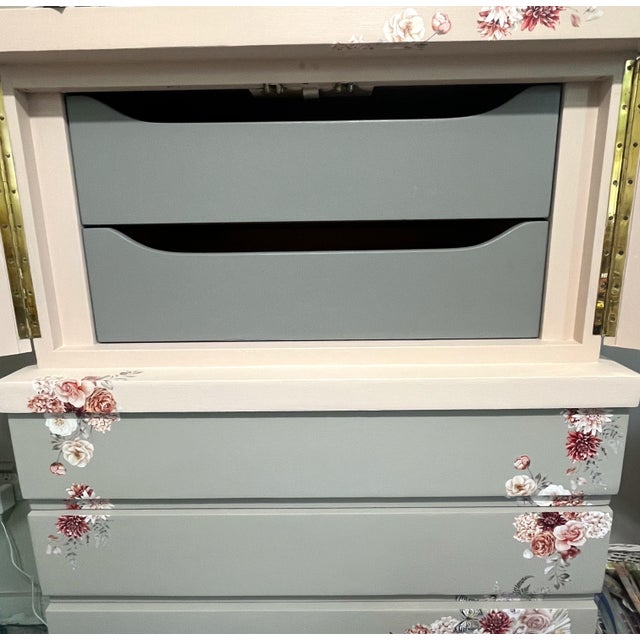 Boho Chic//Whimsical//Romantic//Cottage// Solid Wood Dresser//highboy For Sale - Image 4 of 7