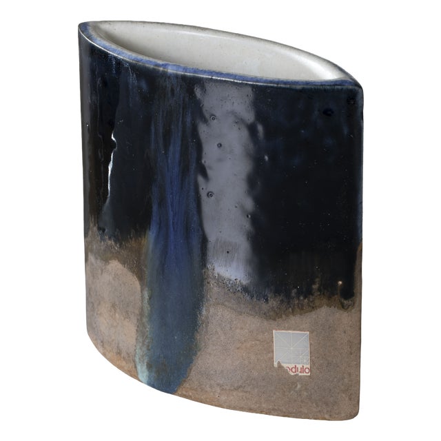 Sculptural Elliptical Stoneware Vase by Bruno Gambone, Italy, 1980s For Sale