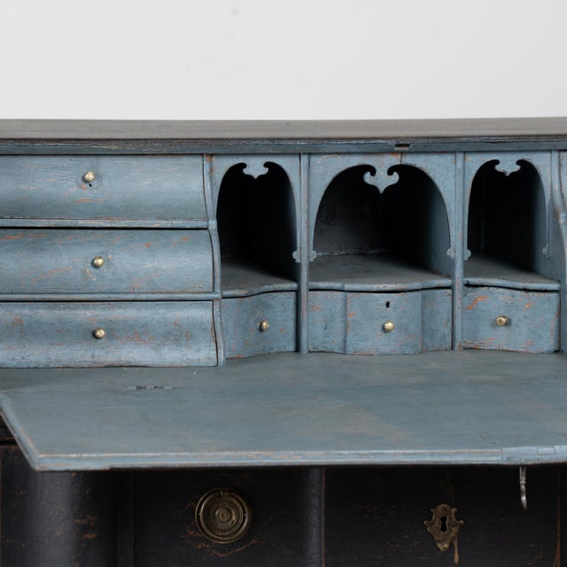 Early 19th Century Danish Black Painted Pine Secretary Bureau For Sale - Image 9 of 14