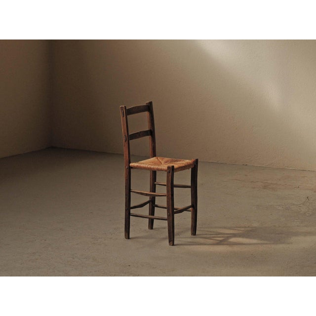 Early 20th Century French Folk Art Wood and Rush Chair, 1900s For Sale - Image 5 of 14