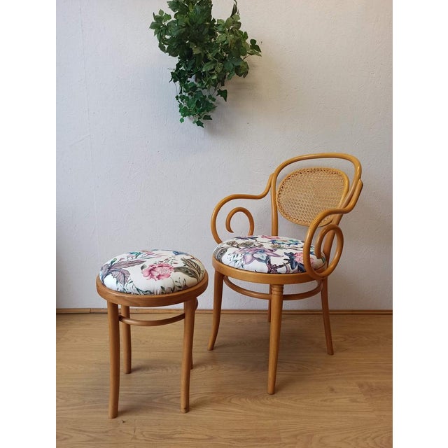 Set of Wooden Chair and Stool, 1950 For Sale - Image 4 of 18