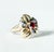 Red Vintage Mid-Century 18k Yellow Gold Garnet and Diamond Flower Cluster Ring, Size 7 For Sale - Image 8 of 12