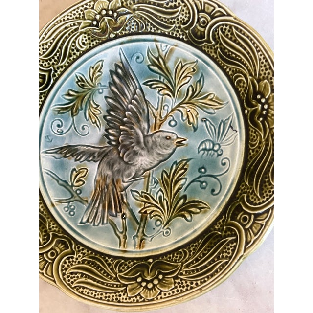 Army Green 19th Century Belgian Majolica Plate by Wasmuel For Sale - Image 8 of 10