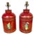 Pair English Chinoiserie Red Tole & Gilt Painted Tea Caddy Lamps, 20th Century For Sale