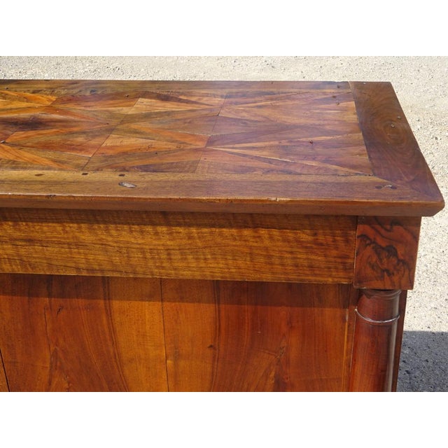 Wood Antique Sideboard with Diamond-Shaped Wood Marquetry Top For Sale - Image 7 of 18