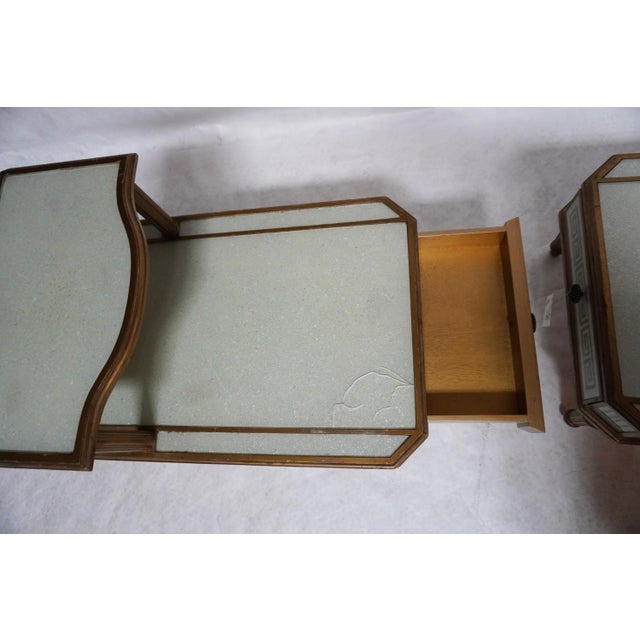 Mid 20th Century A Pair of Reverse-Painted and Opalescent Nightstands For Sale - Image 9 of 18