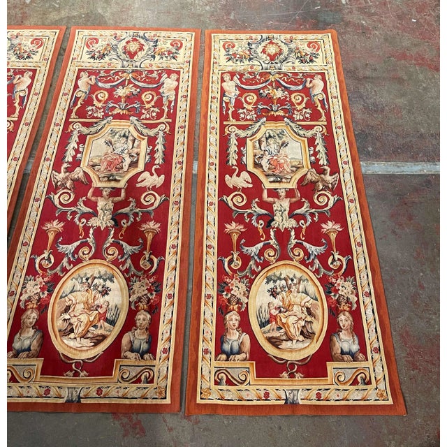 Late 20th Century Mid-Century French Neo-Classical Hand Woven Wall Portieres Tapestries-Set of 3 For Sale - Image 5 of 13