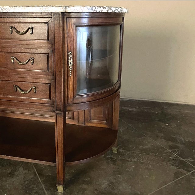 19th Century French Louis XVI Walnut Marble Top Parisian Display Buffet For Sale - Image 11 of 15