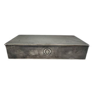 1950s Omega Sterling Silver Jezler Textured Box For Sale