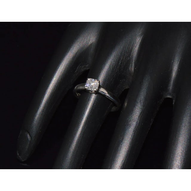 Transparent Genuine Tiffany & Co. Lucida Natural .51Cts VVS2 F Diamond 950 Platinum Engagement Ring, size 5.5 For Sale - Image 8 of 10