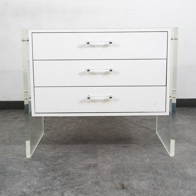 Lucite 3 drawer dresser / chest of drawers. American designed piece. Unstamped example.