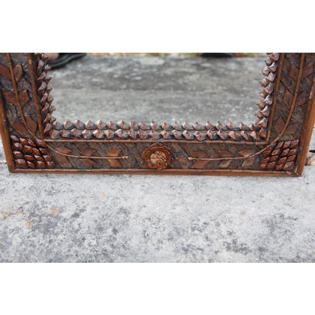 Black Forest style mirror or customs officer's work Tramp art, 19th century In good condition